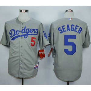 MLB Dodgers 5 Corey Seager Grey Cool Base Men Jersey