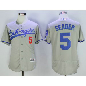 MLB Dodgers 5 Corey Seager Grey Flexbase Men Jersey