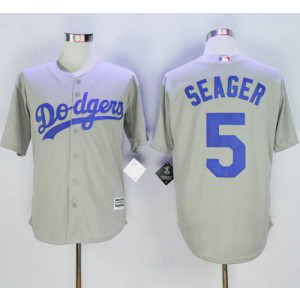 MLB Dodgers 5 Corey Seager Grey New Cool Base Men Jersey