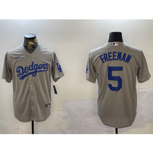 MLB Dodgers 5 Corey Seager Grey Nike Cool Base Men Jersey