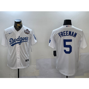 MLB Dodgers 5 Corey Seager White 2024 World Series Nike Cool Base Men Jersey