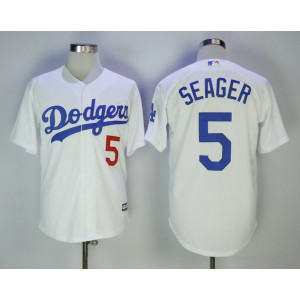 MLB Dodgers 5 Corey Seager White Cool Base Men Jersey