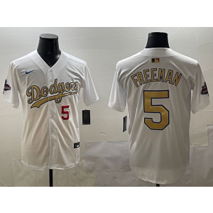 MLB Dodgers 5 Freddie Freeman 2025 Gold Collection Nike Cool Base Men Jersey 1
