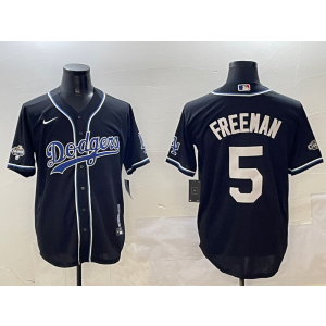 MLB Dodgers 5 Freddie Freeman Black 2024 World Series Champion Nike Cool Base Men Jersey