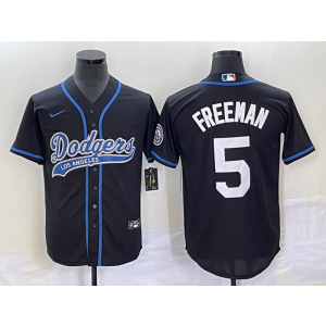 MLB Dodgers 5 Freddie Freeman Black Baseball Nike Cool Base Men Jersey