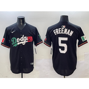 MLB Dodgers 5 Freddie Freeman Black Mexico Nike Cool Base Men Jersey