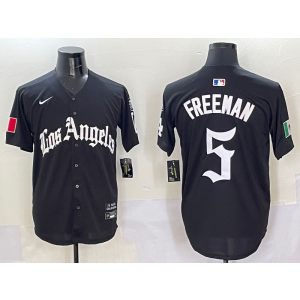 MLB Dodgers 5 Freddie Freeman Black Nike Cool Base Men Jersey