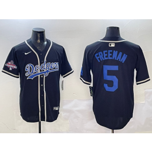 MLB Dodgers 5 Freddie Freeman Black Nike Cool Base Men Jersey