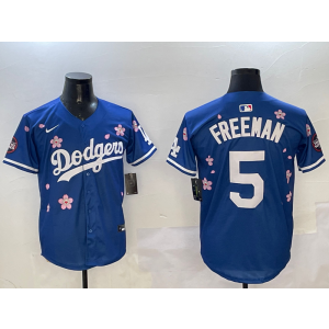 MLB Dodgers 5 Freddie Freeman Blue 2025 Tokyo Series Nike Cool Base Men Jersey