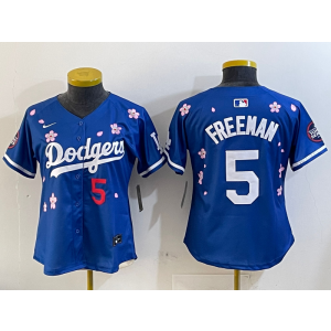 MLB Dodgers 5 Freddie Freeman Blue 2025 Tokyo Series Nike Cool Base Youth Jersey