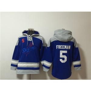 MLB Dodgers 5 Freddie Freeman Blue Ageless Must-Have Lace-Up Pullover Hoodie