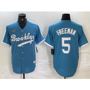 MLB Dodgers 5 Freddie Freeman Blue Nike Cool Base Men Jersey