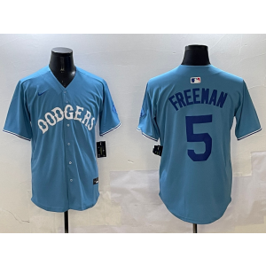 MLB Dodgers 5 Freddie Freeman Blue Nike Cool Base Men Jersey