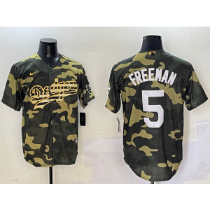 MLB Dodgers 5 Freddie Freeman Camo Nike Cool Base Men Jersey