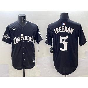 MLB Dodgers 5 Freddie Freeman New Black Nike Cool Base Men Jersey