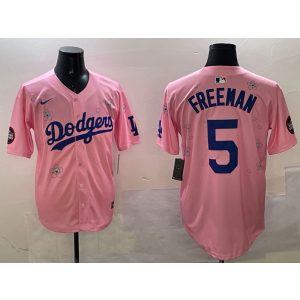 MLB Dodgers 5 Freddie Freeman Pink 2025 Tokyo Series Nike Cool Base Men Jersey