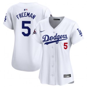 MLB Dodgers 5 Freddie Freeman White 2024 World Series Champions Cool Base Women Jersey(Run Small)