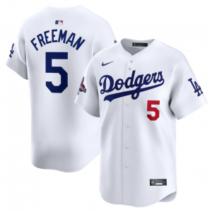 MLB Dodgers 5 Freddie Freeman White 2024 World Series Champions Nike Cool Base Men Jersey 1