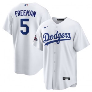 MLB Dodgers 5 Freddie Freeman White 2024 World Series Champions Nike Cool Base Men Jersey