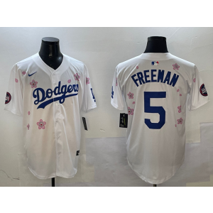 MLB Dodgers 5 Freddie Freeman White 2025 Tokyo Series Nike Cool Base Men Jersey