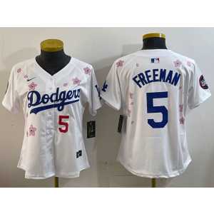 MLB Dodgers 5 Freddie Freeman White 2025 Tokyo Series Nike Cool Base Youth Jersey