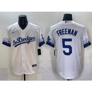 MLB Dodgers 5 Freddie Freeman White City Nike Cool Base Men Jersey