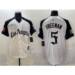 MLB Dodgers 5 Freddie Freeman White Mexico Nike Cool Base Men Jersey