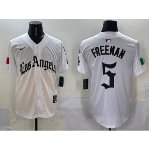 MLB Dodgers 5 Freddie Freeman White Nike Cool Base Men Jersey