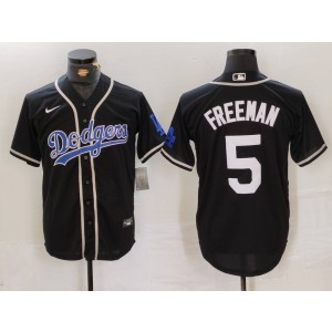 MLB Dodgers 5 Freeman Black Nike Cool Base Men Jersey