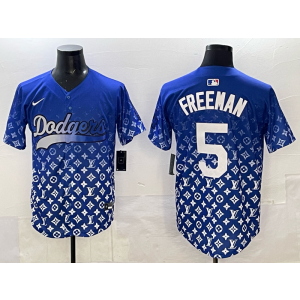 MLB Dodgers 5 Freeman Blue Fashion Nike Cool Base Men Jersey