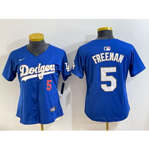 MLB Dodgers 5 Freeman Blue Nike Cool Base Youth Jersey