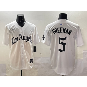 MLB Dodgers 5 Freeman White New Nike Cool Base Men Jersey