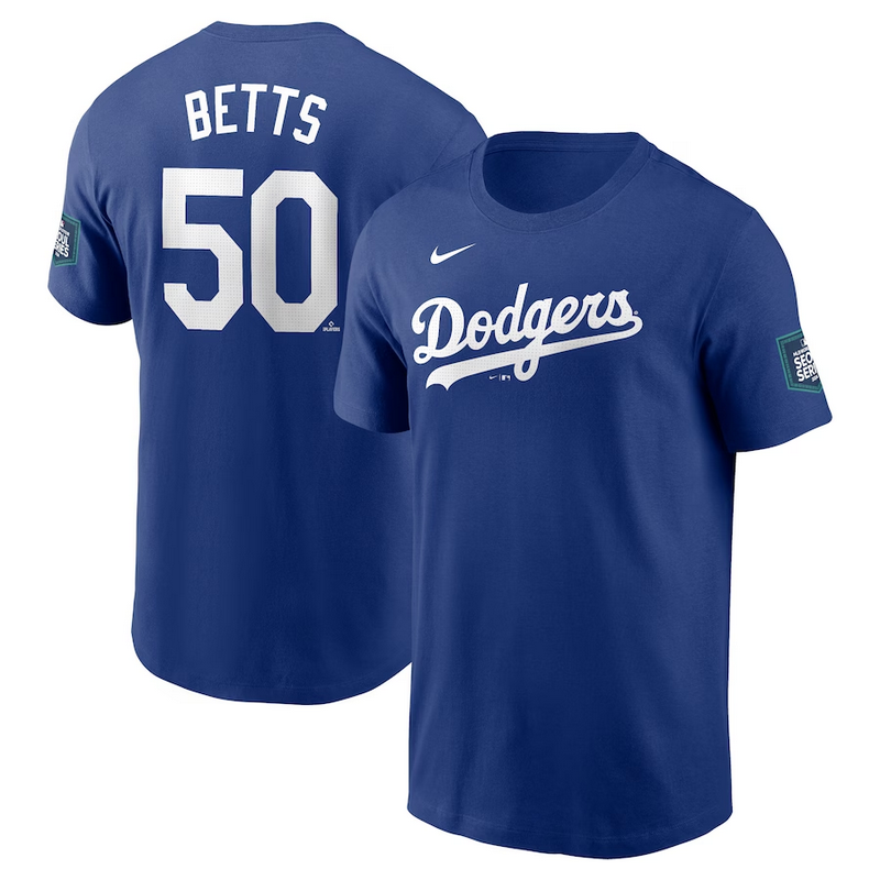 MLB Dodgers 50 Bettis Royal  T-Shirt 2