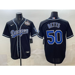 MLB Dodgers 50 Betts Black 2025 World Series Nike Cool Base Men Jersey