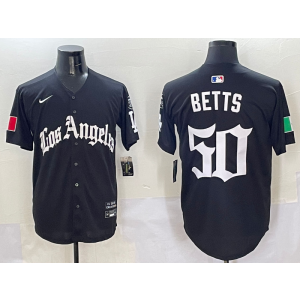 MLB Dodgers 50 Betts Black Nike Cool Base Men Jersey