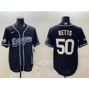 MLB Dodgers 50 Betts Black World Series Champion Nike Cool Base Men Jersey