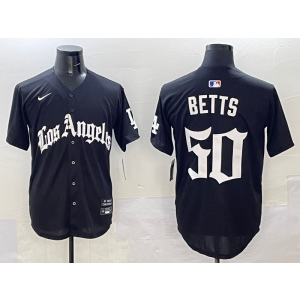 MLB Dodgers 50 Betts New Black Nike Cool Base Men Jersey