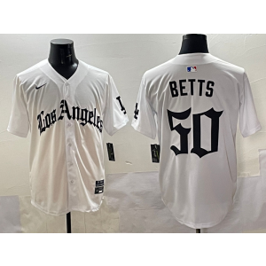 MLB Dodgers 50 Betts White New Nike Cool Base Men Jersey