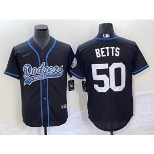 MLB Dodgers 50 Mookie Betts Black Baseball Nike Cool Base Men Jersey