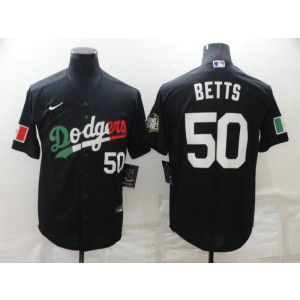 MLB Dodgers 50 Mookie Betts Black Mexico Nike Cool Base Men Jersey
