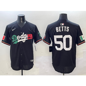 MLB Dodgers 50 Mookie Betts Black Mexico Nike Cool Base Men Jersey