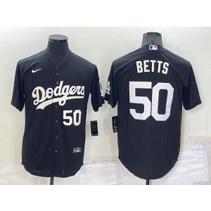 MLB Dodgers 50 Mookie Betts Black Nike Cool Base Baseball Men Jersey