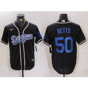 MLB Dodgers 50 Mookie Betts Black Nike Cool Base Men Jersey