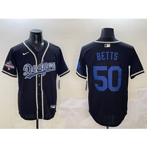 MLB Dodgers 50 Mookie Betts Black Nike Cool Base Men Jersey