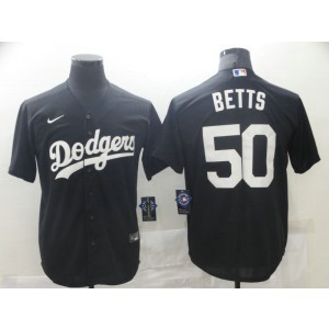 MLB Dodgers 50 Mookie Betts Black Nike Cool Base Men Jerseys