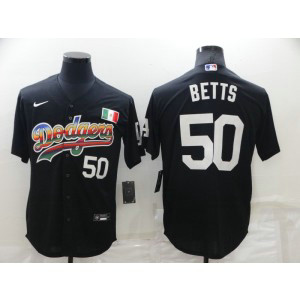 MLB Dodgers 50 Mookie Betts Black Rainbow Nike Cool Base Men Jersey