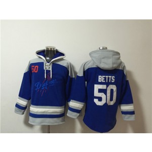 MLB Dodgers 50 Mookie Betts Blue Ageless Must-Have Lace-Up Pullover Hoodie