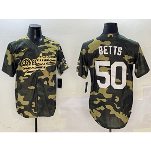 MLB Dodgers 50 Mookie Betts Camo Nike Cool Base Men Jersey