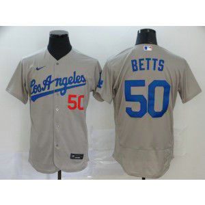 MLB Dodgers 50 Mookie Betts Grey Nike Flexbase Men Jersey