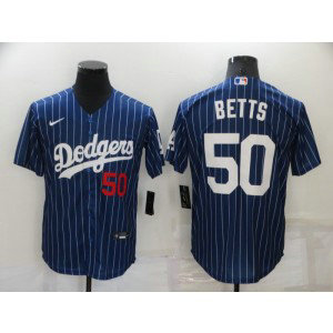 MLB Dodgers 50 Mookie Betts Navy Nike Cool Base Men Jersey